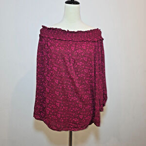 Lane Bryant Women’s Tops Plus Size 18 20 Off The Shoulder Burgundy Romantic Boho